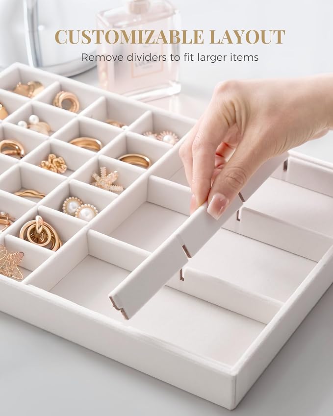 Lolalet Jewelry Drawer Organizer Inserts, Stackable Velvet Tray Jewelry Storage - Image 6