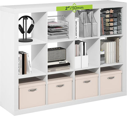 Furinno Cubicle Book Shelf, 12-Cube 2-Inch Super Thick Frame Bookshelf by Furinno-FitsYourSpaceFitsYourBudget