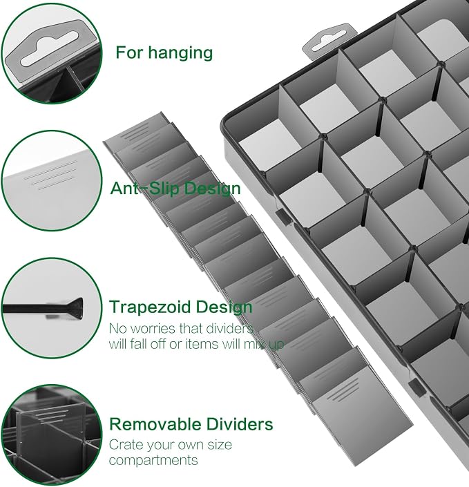 Gbivbe Large 24 Grids Plastic Organizer Box Adjustable Dividers, Art DIY Crafts - Image 2