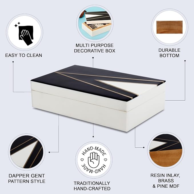 Handicrafts Home Black and White Decorative Storage Box - Image 3