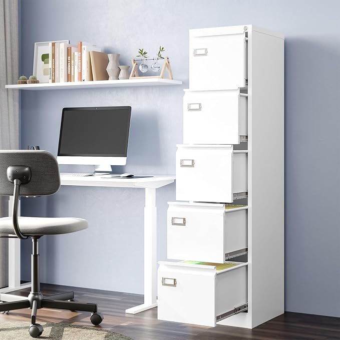 5-Drawer File Cabinet, 16.3" Deep Vertical Metal Filing Cabinet - Image 2