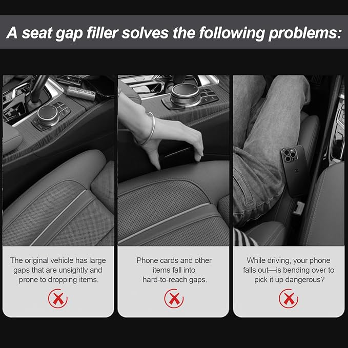 2pc Car Seat Gap Filler, Universal Car Seat Slot Organizer, Anti-Drop Car - Image 3