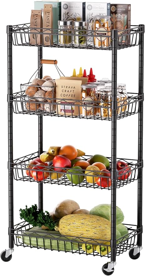 SINGAYE 4 Tier Basket Shelf Wire Shelving Unit Adjustable Storage Shelves Big by SINGAYE