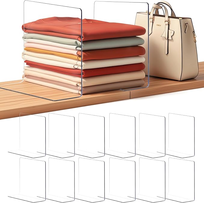 Shelf Dividers for Closet Organization: 12" Tall Acrylic Closet Dividers for by Lebouri