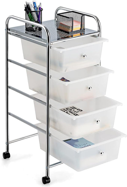 Giantex Rolling Cart with Drawers, Craft Organizer with Wheels, 4 Drawer - Image 7