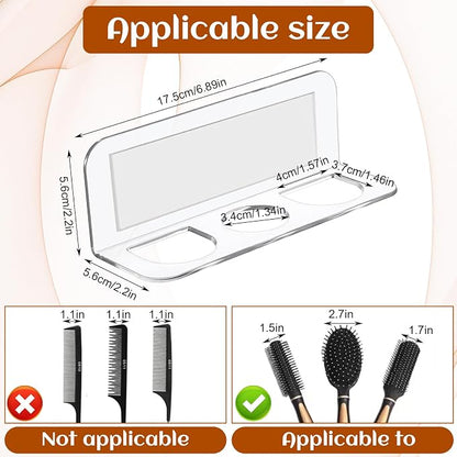 2pcs Acrylic Hair Brush Holder for Bathroom Adhesive Hair Tool Organizer - Image 5