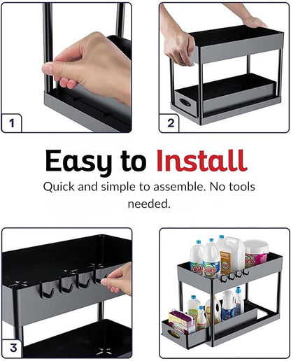 Under Sink Organizer – 2-Tier Sliding Storage Rack - Image 4