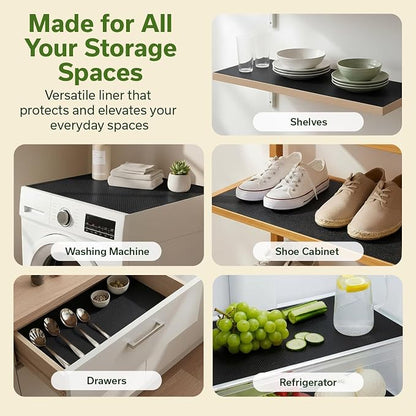 EVALAND Shelf Liners for Kitchen Cabinets Non-Adhesive 12" x 33 FT Black Drawer - Image 4
