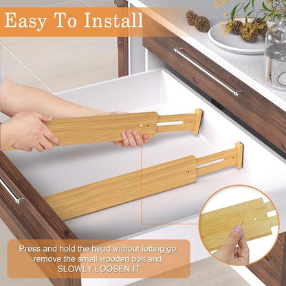 Bamboo Drawer Dividers, 17-22" Adjustable Kitchen Drawer Organizer - Image 6