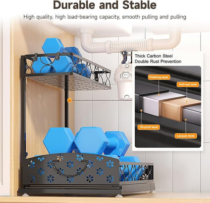 Sevenblue 2-Pack 2-Tier Height Adjustable Under Sink Organizer & Storage | - Image 5