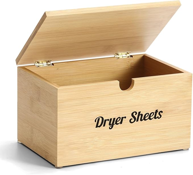 Bamboo Dryer Sheet Holder with Lid, Dryer Sheet Container by Unknown