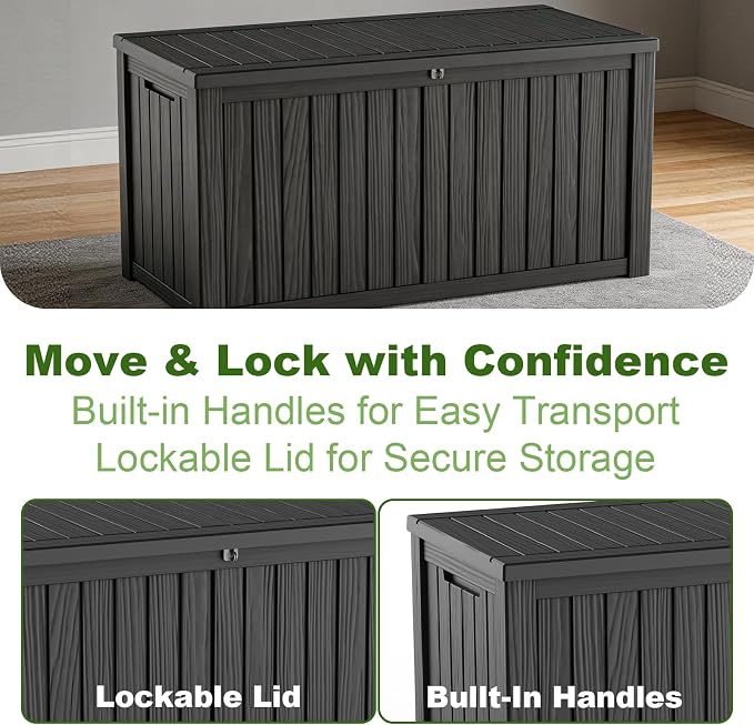 Vixzen 180 Gallon Deck Boxes Outdoor Waterproof, Resin Lockable Storage Box - Image 5