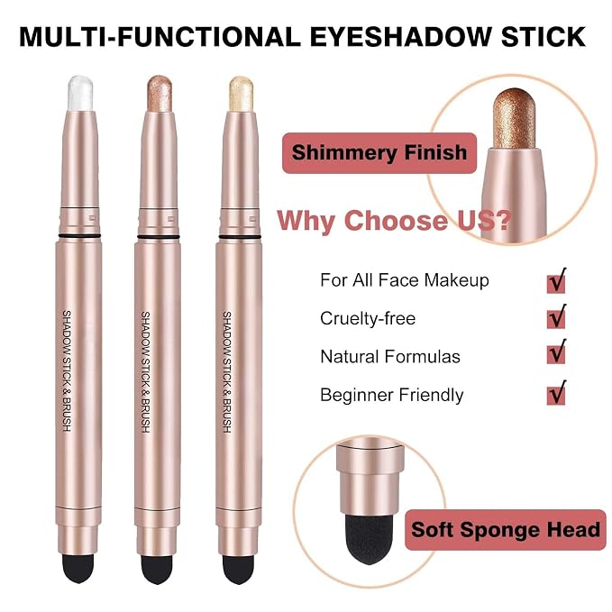 Light Pink Eyeshadow Stick Makeup, Waterproof Hypoallergenic Long Lasting Cream - Image 3