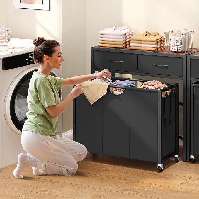 Laundry Sorter, Rolling Laundry Hamper - Image 2