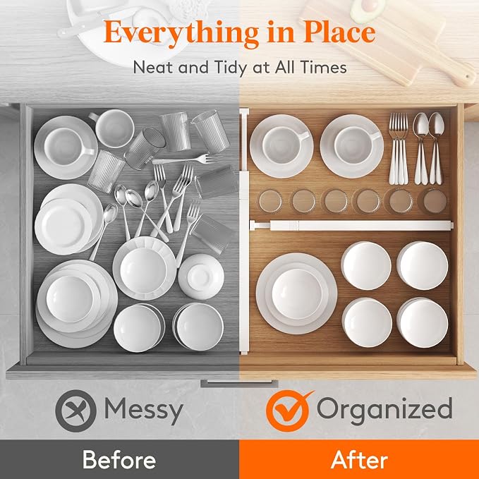 Lifewit 2.36" Upgrade Kitchen Drawer Dividers, Adjustable Drawer Organizer | - Image 7