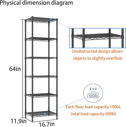 REGILLER 6 Wire Shelving Steel Storage Rack Adjustable Unit Shelves - Image 2