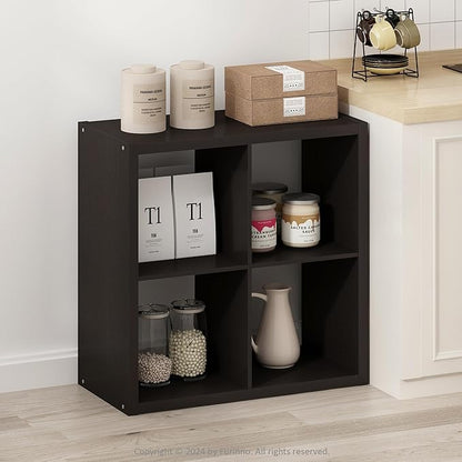 Furinno HERMITE 4-Cube Kitchen Island, Extra Thick Coffee Bar, Dark Oak | - Image 2