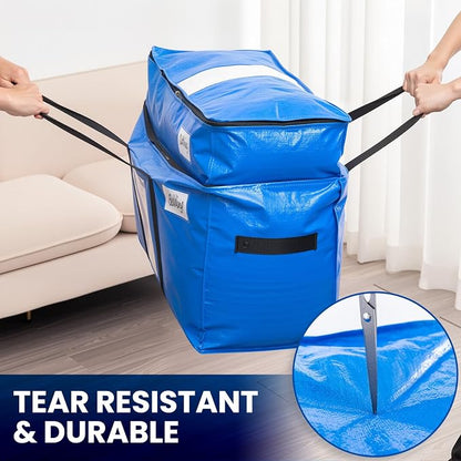 TAILI 2 Tier Extra Large Moving Bags, 2 Pack Blue Heavy Duty Totes - Image 6