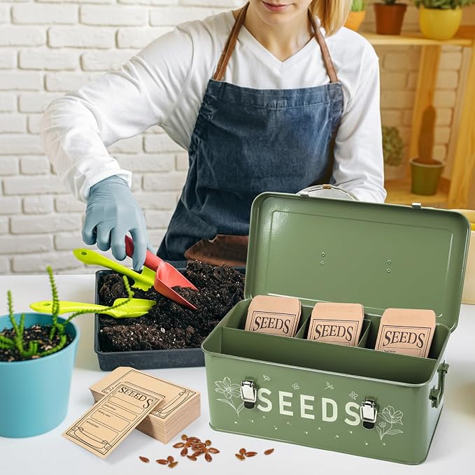 Seed box, Seed storage box, Garden seed organizer | 50 Seed Envelopes, 100 - Image 3