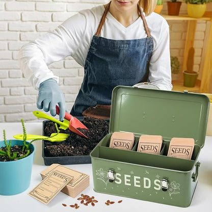 Seed box, Seed storage box, Garden seed organizer | 50 Seed Envelopes, 100 - Image 3