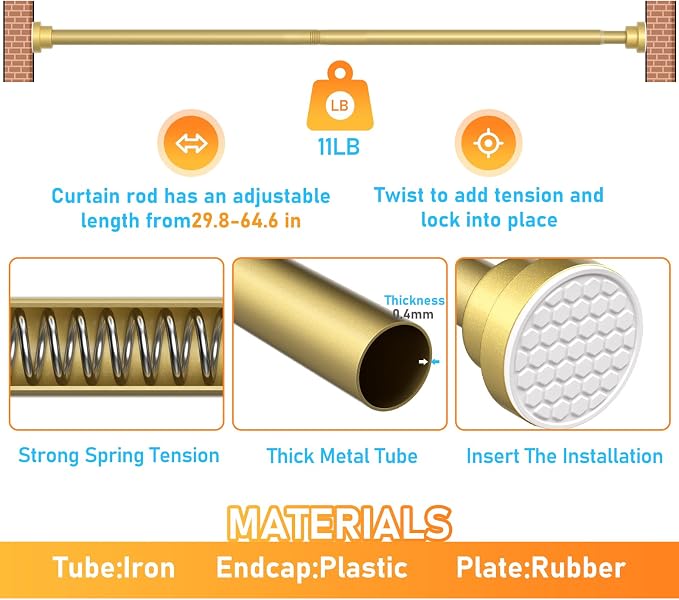 MEXAU 2 Pack Tension Curtain Rod - Image 4