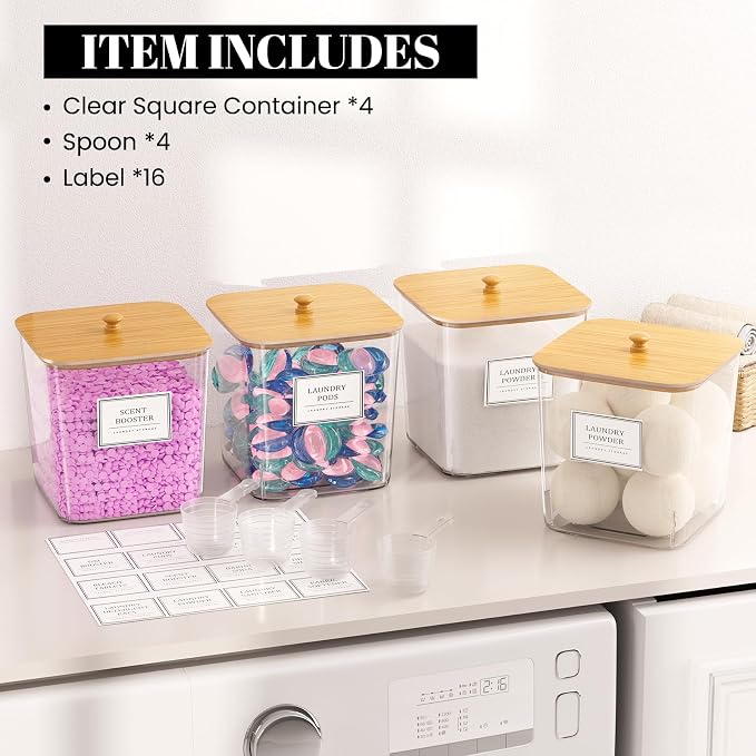 4 Pack Clear Laundry Pod Container, Laundry Room Organization Containers - Image 5