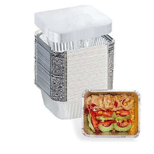1 Lb Small Aluminum Pans with Lids Tin Foil Pans Disposable Cookware- Cardboard by FUIIKEEM