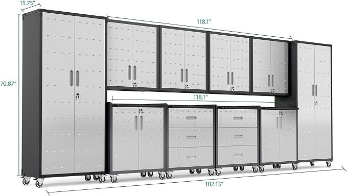 10-Piece Heavy Duty Steel Garage Cabinet System - Image 2