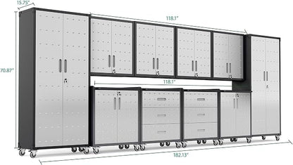 10-Piece Heavy Duty Steel Garage Cabinet System - Image 2