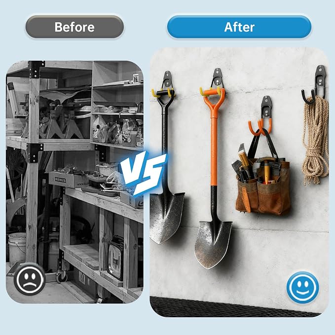 GeeWatom 2 Pack Garage Storage Utility Hooks，Garage Garden Tool Organizer，Steel - Image 6