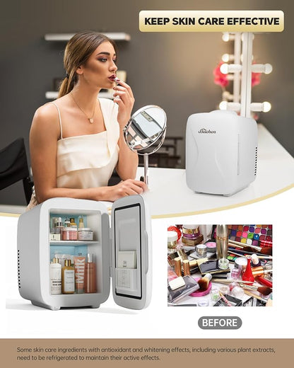 Mini Fridge, Small Fridge Rapid Cooling 4 Liter/6 Cans Skincare Fridge - Image 2
