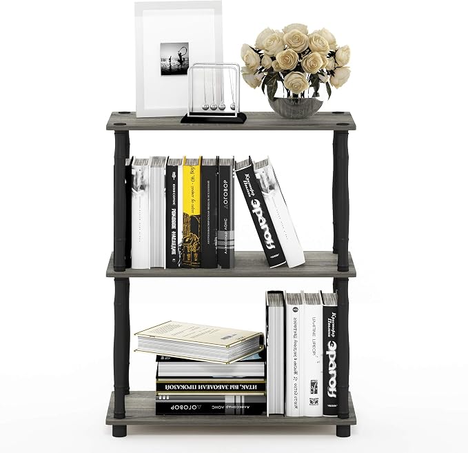 Furinno 18029GYW/BK Turn-N-Tube 3-Tier Compact Multipurpose Shelf Display Rack by Furinno-FitsYourSpaceFitsYourBudget