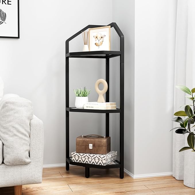 3-Tier Corner Shelf Stand, Bathroom Storage Rack Shelf, Plant Rack, Tempered - Image 6