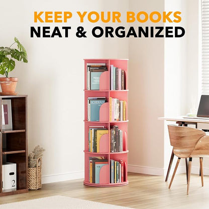 SpaceAid 4 Tier Rotating Bookshelf Tower, Spinning Bookcase Lazy Susan - Image 6