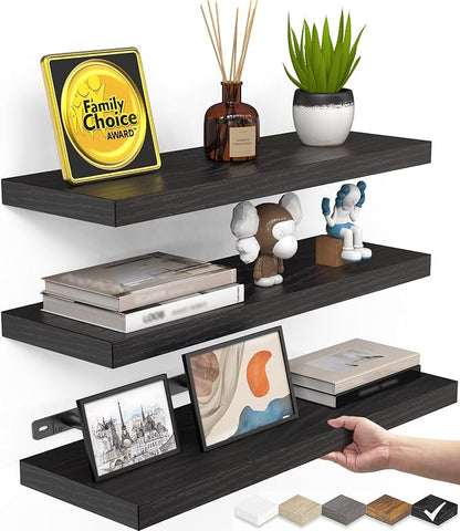 BAYKA Floating Shelves for Wall, Wall Mounted Rustic Wood Shelves for Bathroom by Bayka