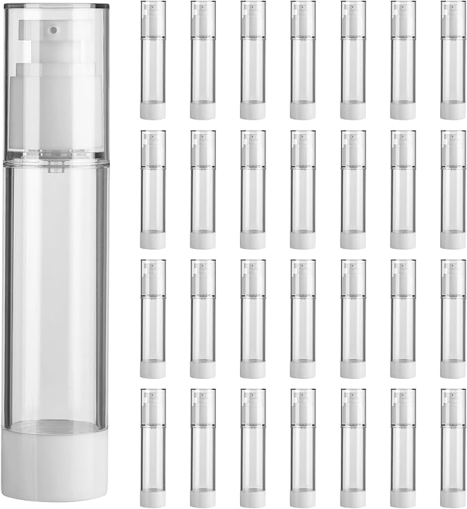 28 Pack Airless Pump Bottles 1.7 oz Travel Size Pump Bottle Lotion Container by Unknown