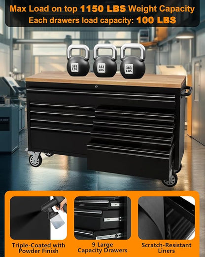 61-Inch Heavy-Duty Rolling Tool Chest & Mobile Workbench - Image 5