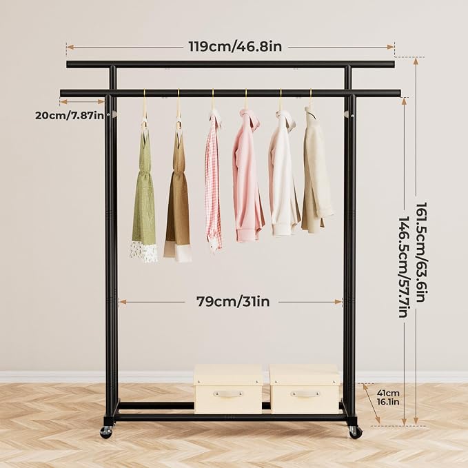 Abiglifty Double Rods Clothes Rack - Image 2