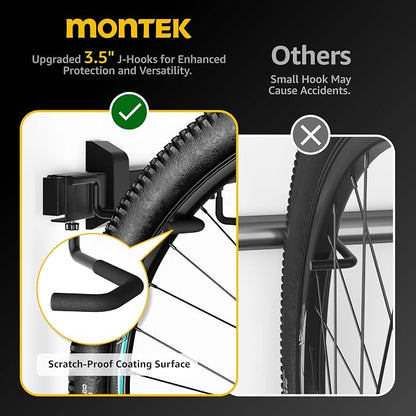 monTEK Enhanced Bike Storage Rack, Adjustable 3-Bike and 2-Helmet Hangers - Image 4