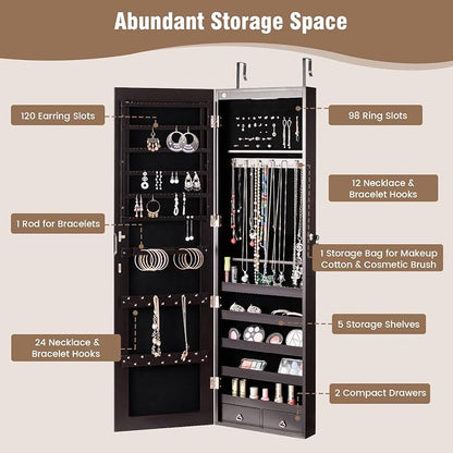 HAPPYGRILL Over the Door Jewelry Organizer, Hanging Jewelry Storage Cabinet - Image 3