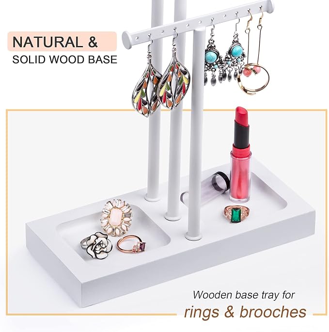 Love-KANKEI Jewelry Tree Stand White Metal and Wood Base Large Storage Jewelry - Image 5