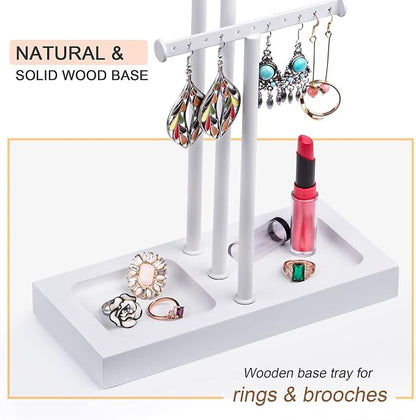 Love-KANKEI Jewelry Tree Stand White Metal and Wood Base Large Storage Jewelry - Image 5