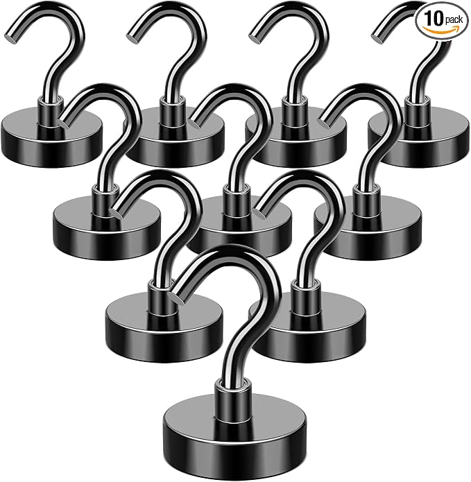 MIKEDE Magnetic Hooks, 50Lbs Strong Neodymium Black Magnet Hook by MIKEDE