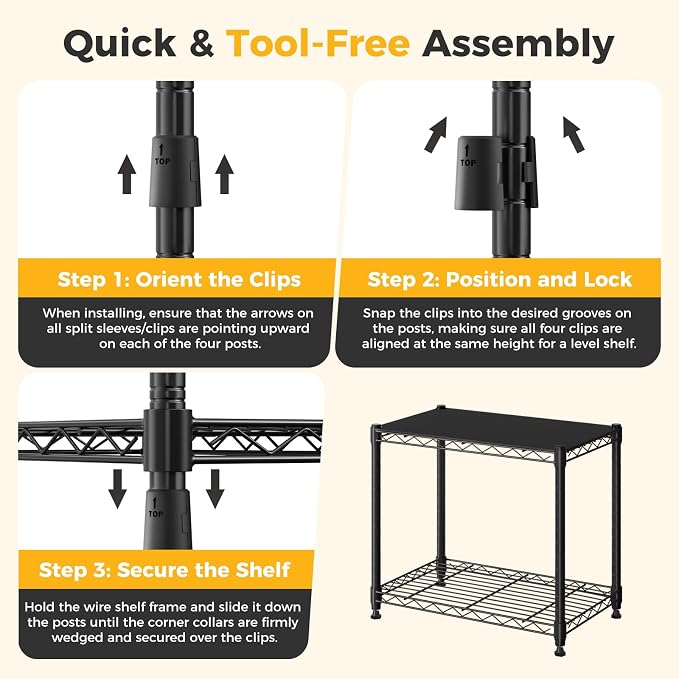 NEWBULIG 5-Tier Wire Storage Shelves, 200 lbs Heavy Duty Steel Rack, tool-free - Image 7