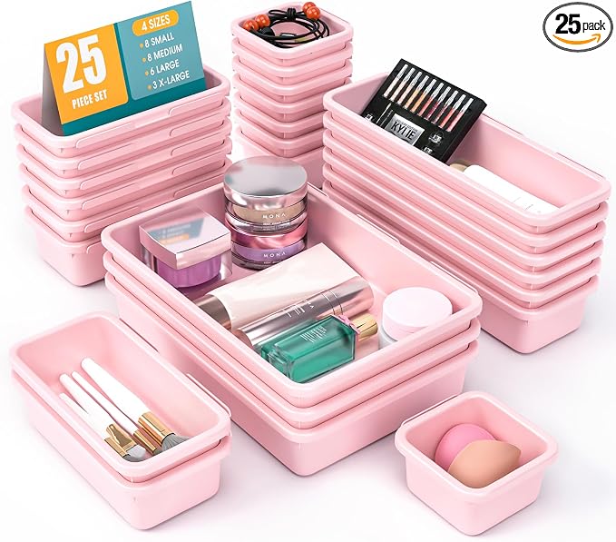25 PCS Drawer Organizer Set, 4 Size Makeup Drawer Divider Organizer by StoreHappily