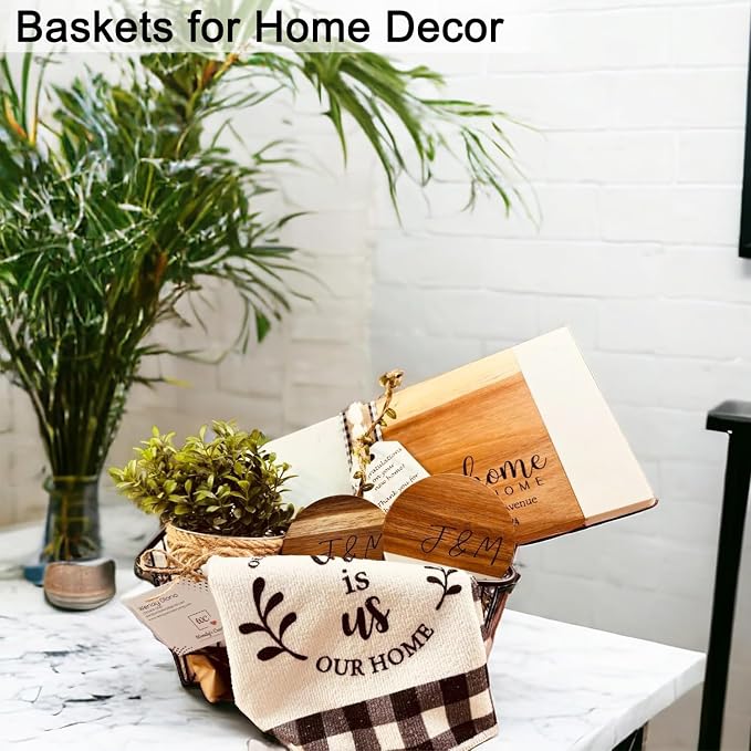Wire Baskets for Organizing, 4 Pack Household Pantry Basket Black Metal Storage - Image 8