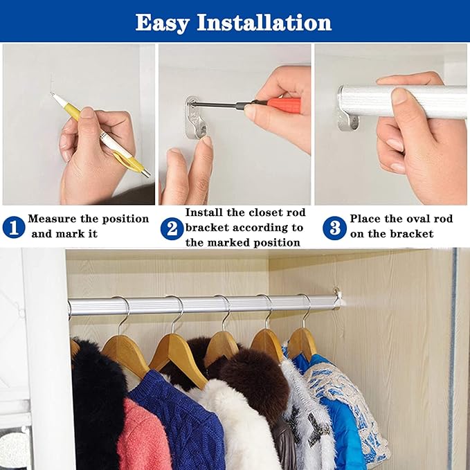 4Pcs Oval Closet Rod End Supports - Image 5