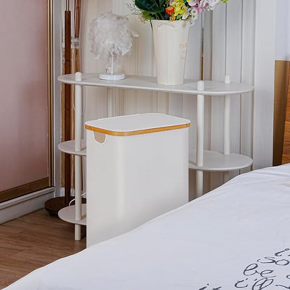100L Laundry Hamper with Lid, Lagre Basket with Bamboo Handles, Foldable - Image 4