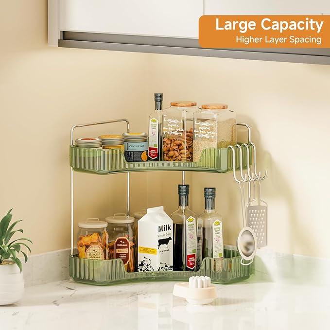 Corner Counter Organizer, 2-Tier Bathroom & Kitchen Storage Tray - Image 7
