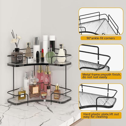 FOLLOWIN 2 Tier Bathroom Countertop Corner Organizer, Countertop Perfume Tray - Image 6
